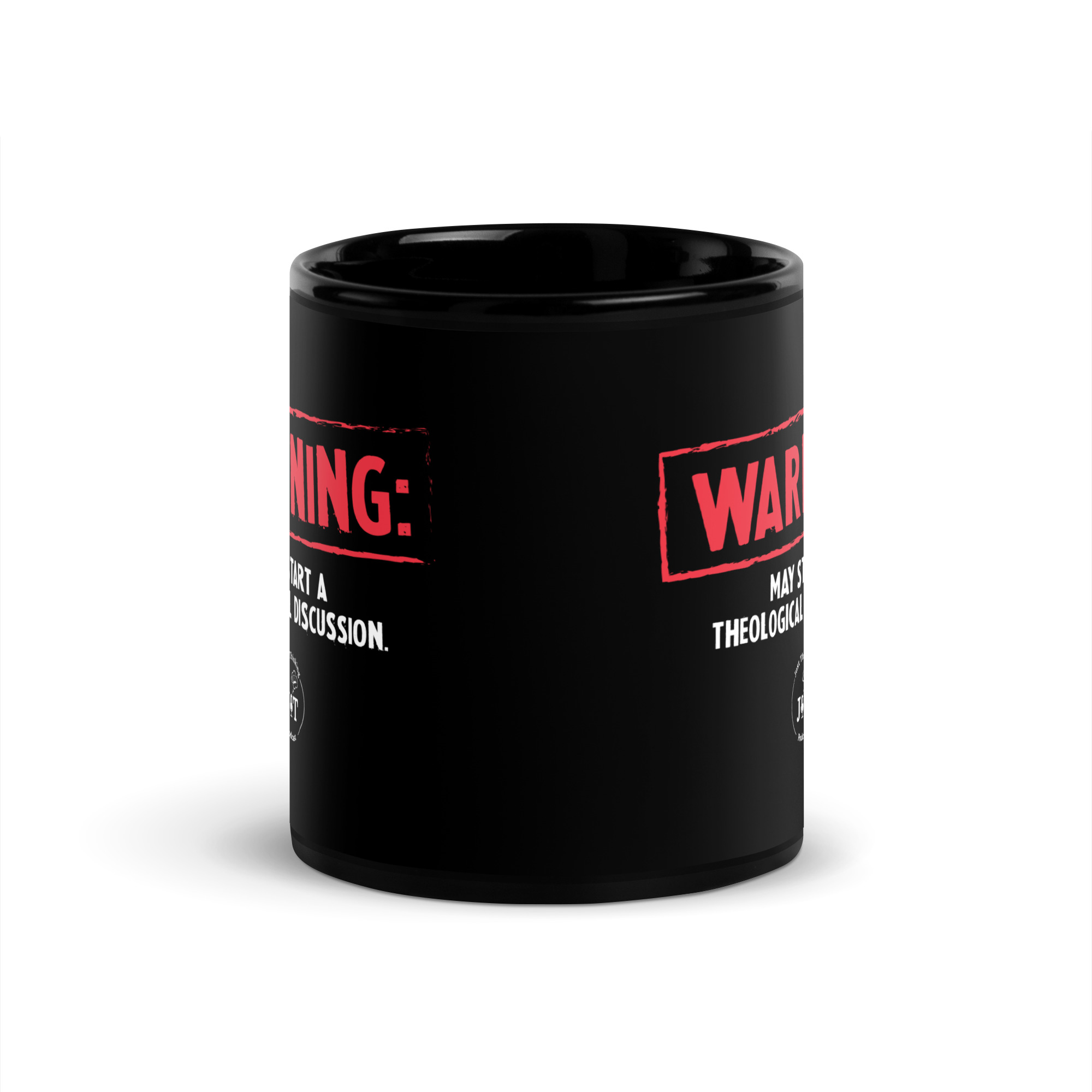Warning Black Glossy Mug - Image 3
