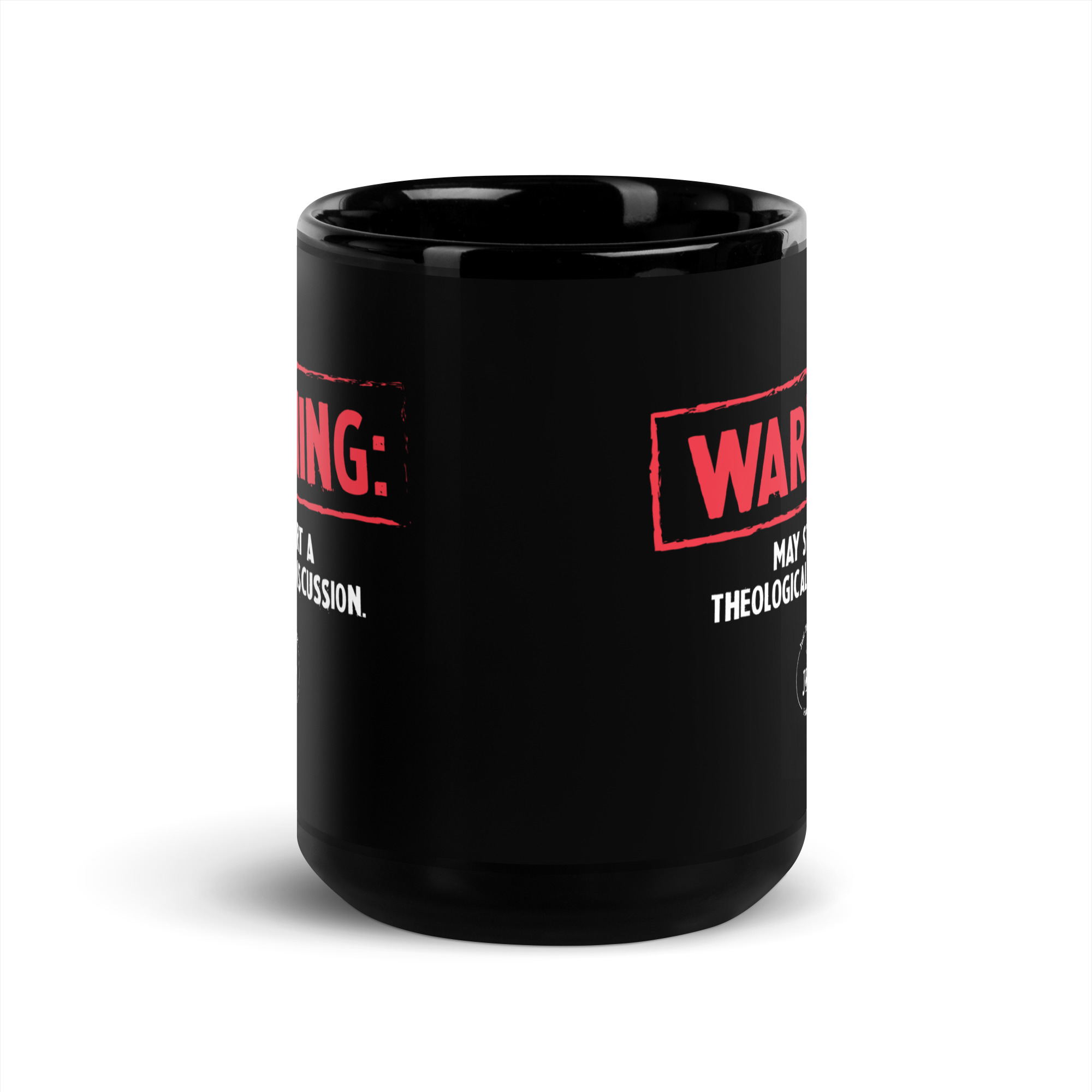 Warning Black Glossy Mug - Image 6