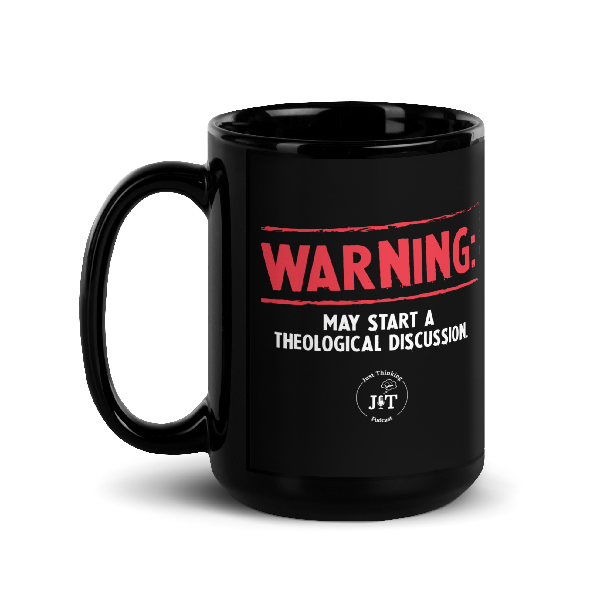 Warning Black Glossy Mug - Image 4