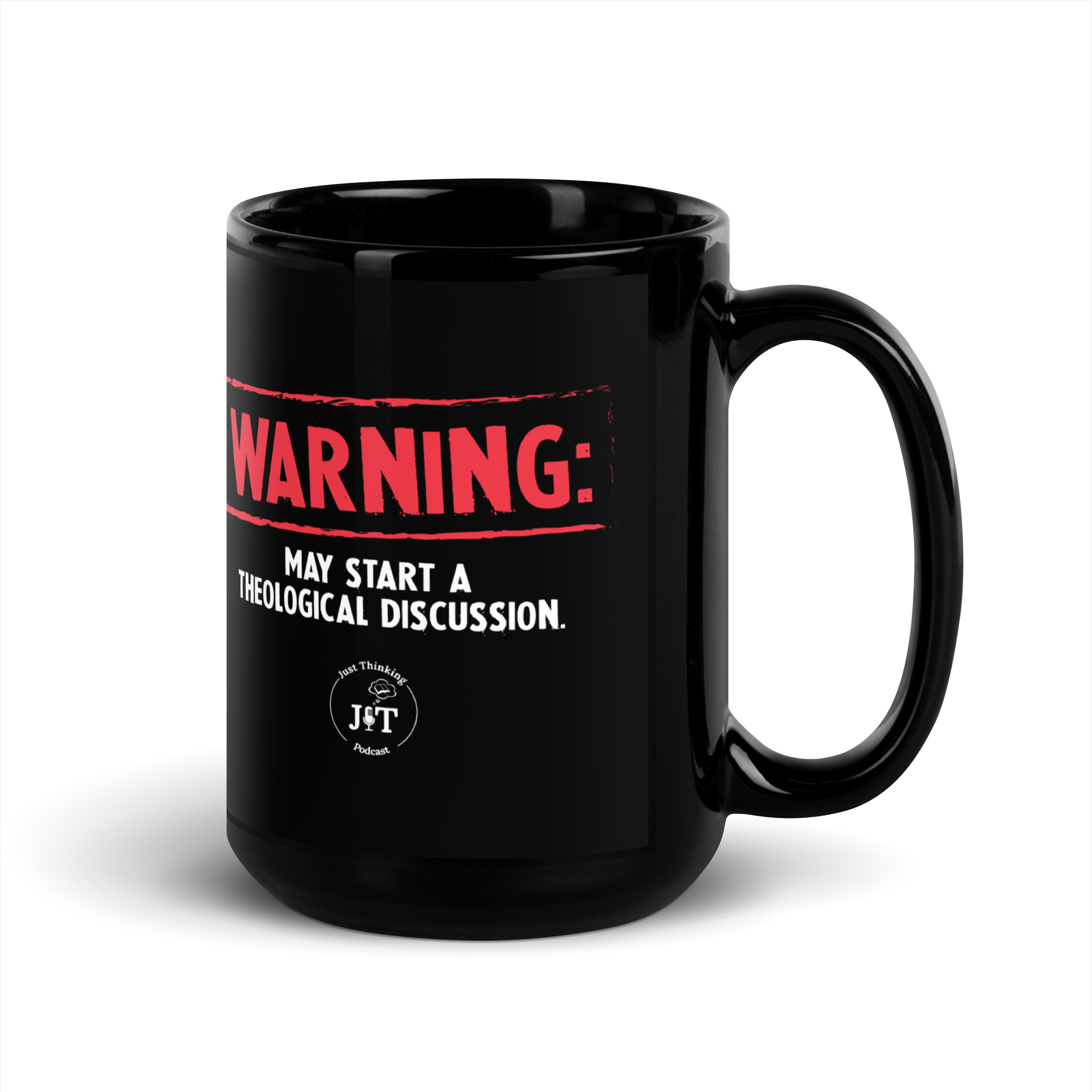 Warning Black Glossy Mug - Image 5
