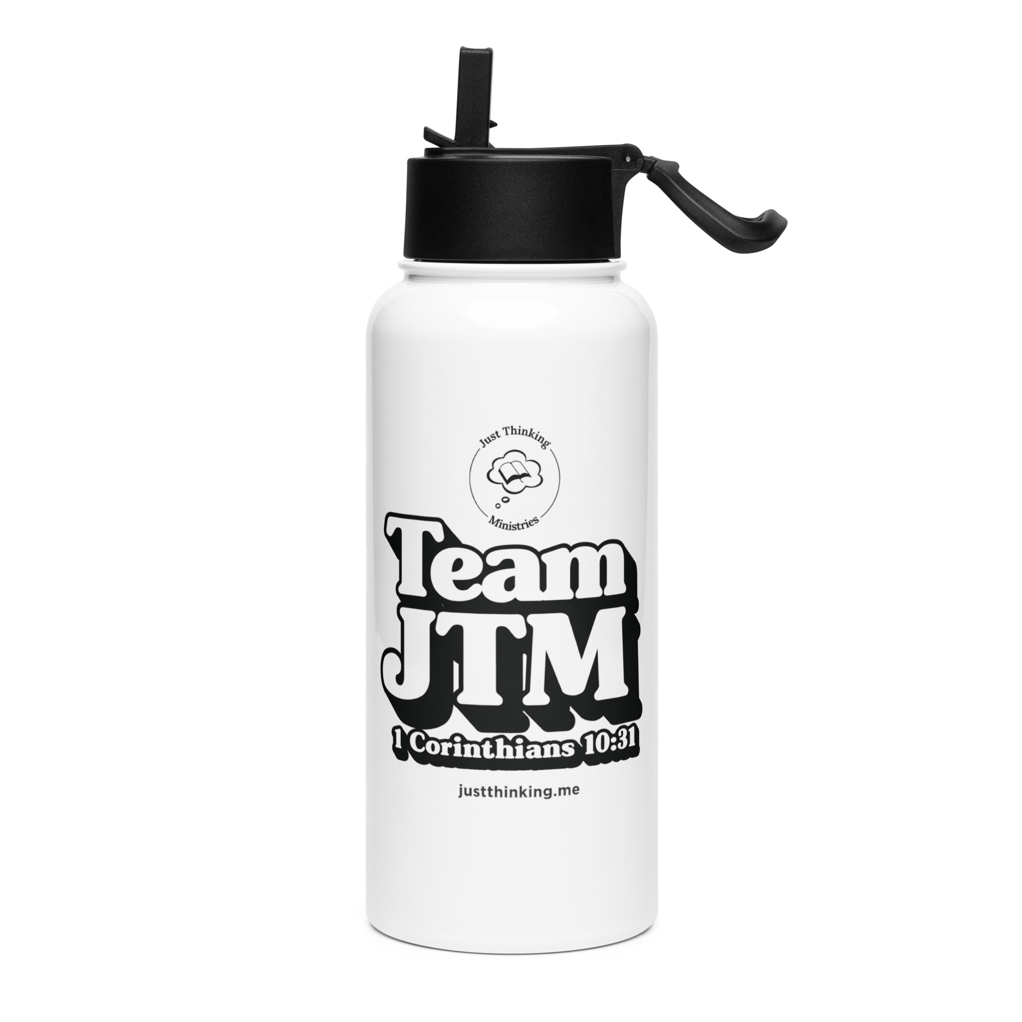 TEAM JT Stainless steel water bottle with a straw lid